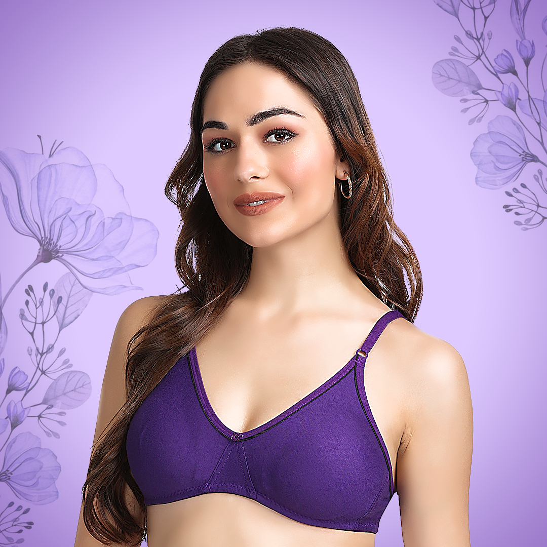 Cotton-Rich Full Coverage Solid T-Shirt Bra For Women