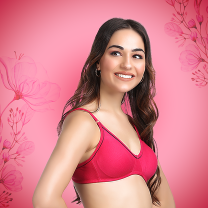 Cotton-Rich Full Coverage Solid T-Shirt Bra For Women