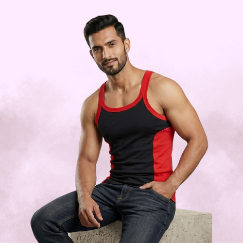 Cotton-Rich Round Neck Design Sleeveless Vest For Men (Pack Of 5)