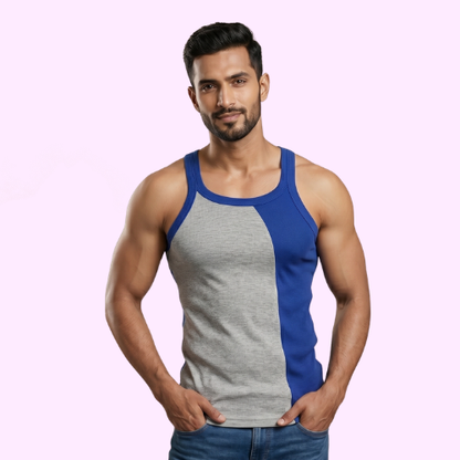 Cotton-Rich Round Neck Design Sleeveless Vest For Men (Pack Of 5)