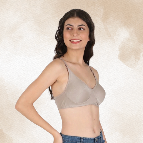 Cotton-Rich Full Coverage Double Layered T-Shirt Bra For Women