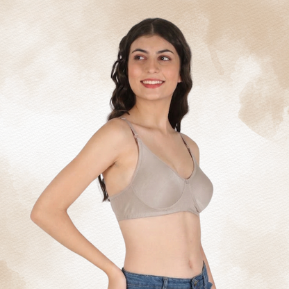 Cotton-Rich Full Coverage Double Layered T-Shirt Bra For Women