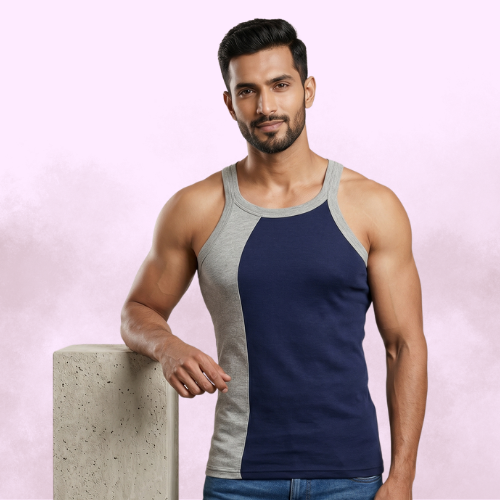 Cotton-Rich Round Neck Design Sleeveless Vest For Men (Pack Of 5)