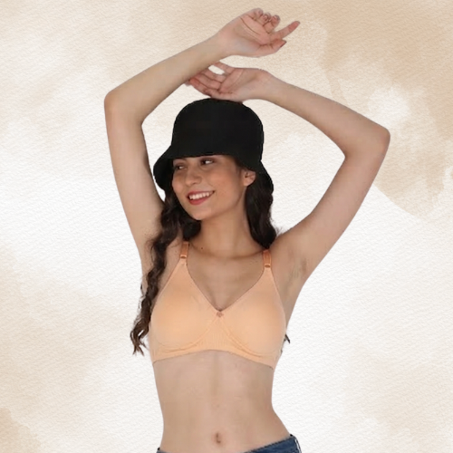Cotton-Rich Full Coverage Double Layered T-Shirt Bra For Women