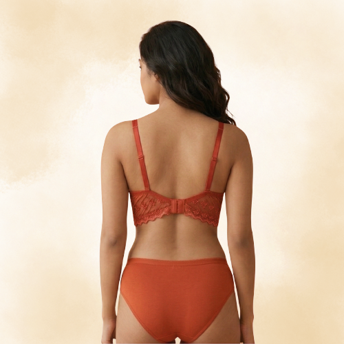 Cotton-Rich Full Coverage Lace Lingerie Set For Women