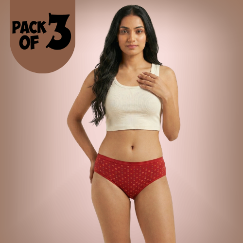 Cotton-Rich Mid-Waist Printed Hipster Panty for Women (Pack of 3)
