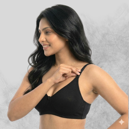 Cotton Rich Full Coverage Solid Double Layered T-Shirt Bra For Women