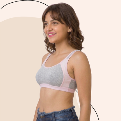 Cotton-Rich Full Coverage Solid Sports Bra For Women