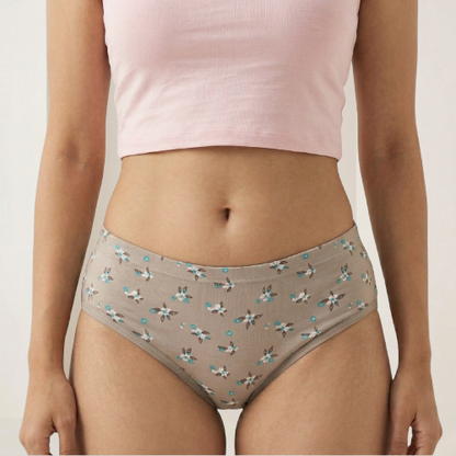 Lycra Mid-Waist Printed Brief Panty For Women