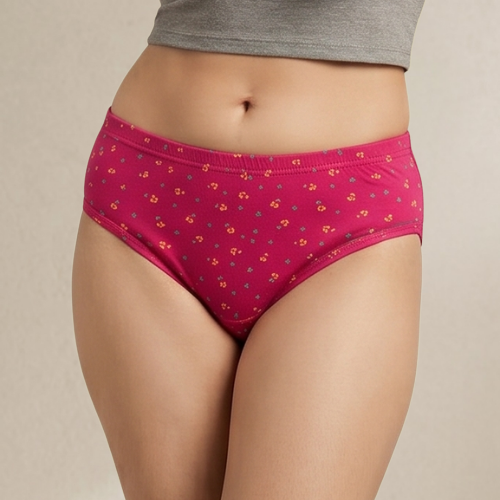 Cotton-Rich Mid-Waist Printed Hipster Panty For Women