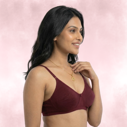 Cotton-Rich Full Coverage Solid T-Shirt Bra For Women