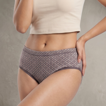 Cotton-Rich Mid-Waist Printed Brief Panty For Women