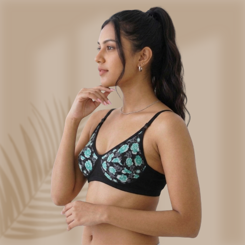 Cotton-Rich Non-Padded Full Coverage Fancy Bra for Women