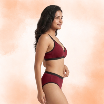 Cotton-Rich Full Coverage Everyday Lingerie Set For Women