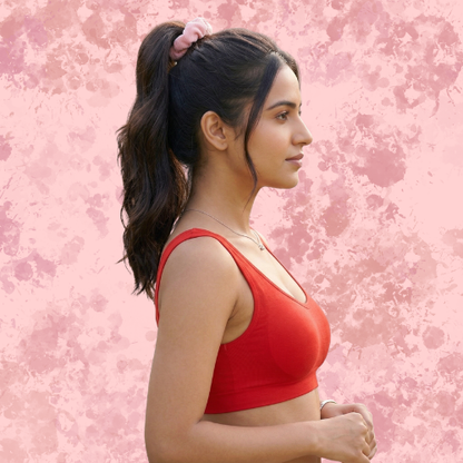 Spandex Full Coverage Solid Non-Padded Sports Bra For Women