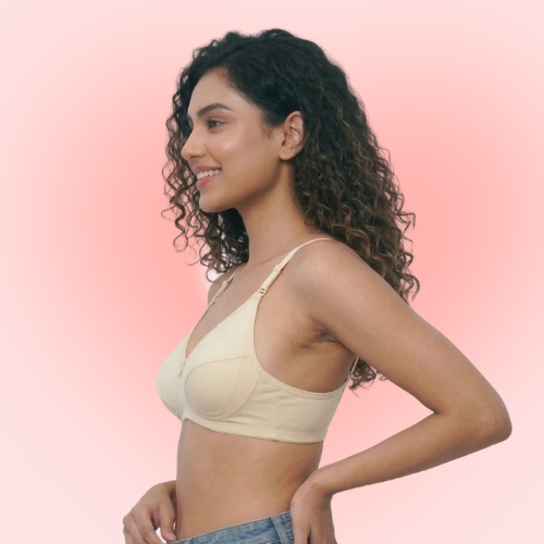 Cotton-Rich Full Coverage Solid Lightly Padded Bra For Women