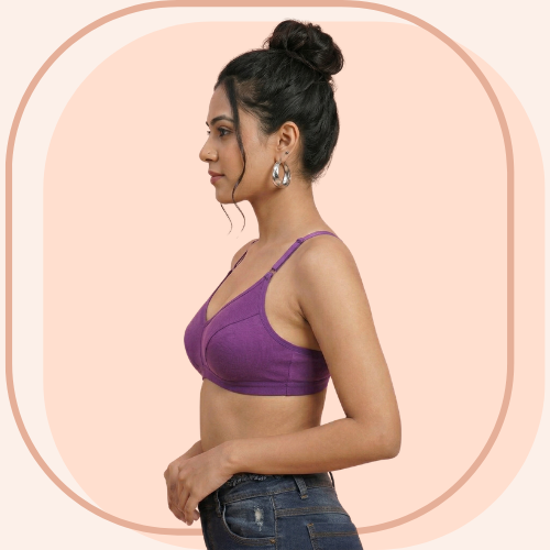 Cotton-Rich Full Coverage Solid Sports Bra For Women