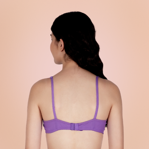 Cotton-Rich Solid Double Layered T-Shirt Bra For Women