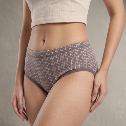 Cotton-Rich Mid-Waist Printed Brief Panty For Women