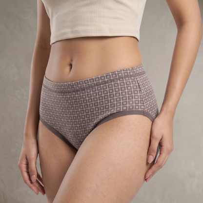 Cotton-Rich Mid-Waist Printed Brief Panty For Women