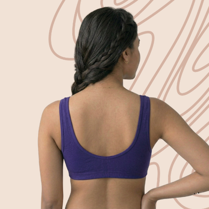 Cotton-Rich Full Coverage Double-Layered Solid Sports Bra For Women