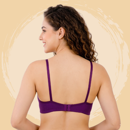 Cotton-Rich Full Coverage Solid Padded Bra For Women