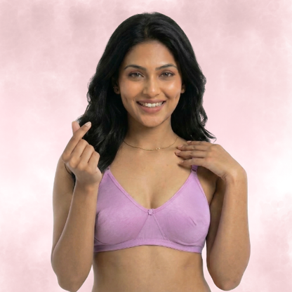 Cotton-Rich Full Coverage Solid T-Shirt Bra For Women