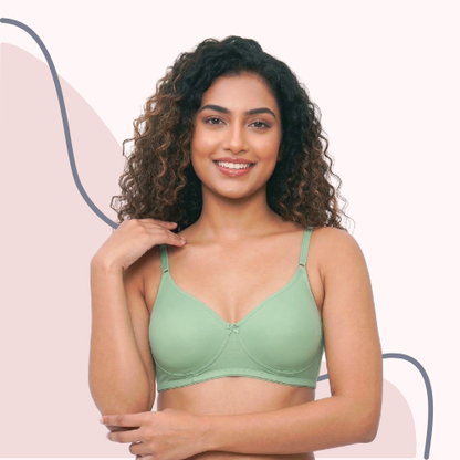 Cotton-Rich Full Coverage Solid Lightly Padded Bra For Women