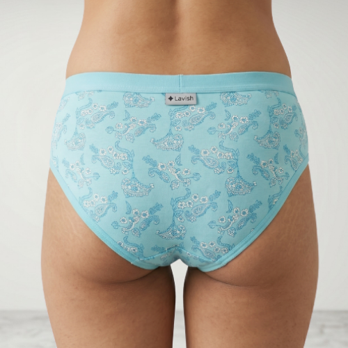 Cotton-Rich Mid-Waist Printed Brief Panty For Women