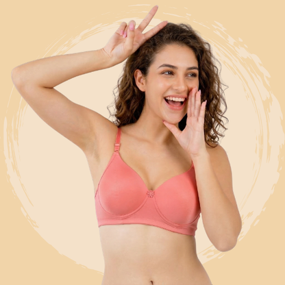 Cotton-Rich Full Coverage Solid Padded Bra For Women
