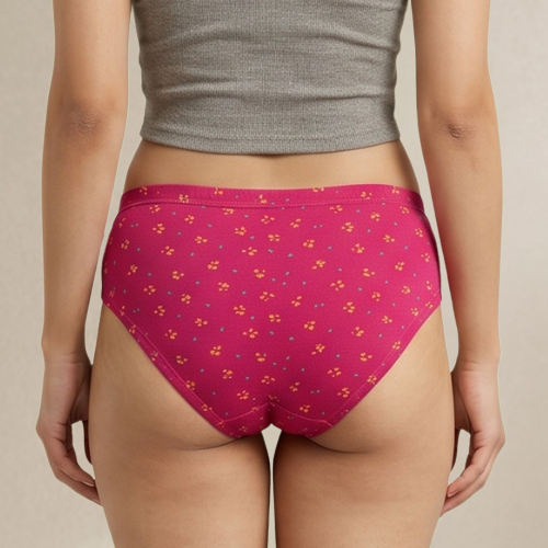 Cotton-Rich Mid-Waist Printed Hipster Panty For Women
