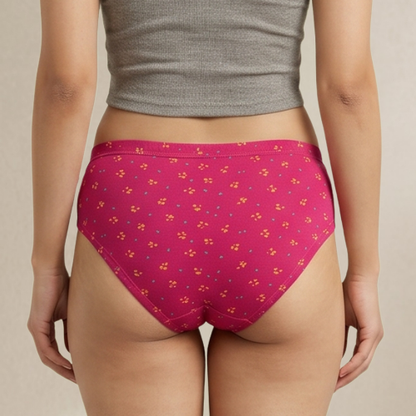Cotton-Rich Mid-Waist Printed Hipster Panty For Women