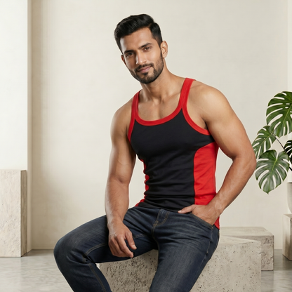 Cotton-Rich Round Neck Design Sleeveless Vest For Men