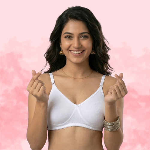 Cotton-Rich Full Coverage Solid T-Shirt Bra For Women