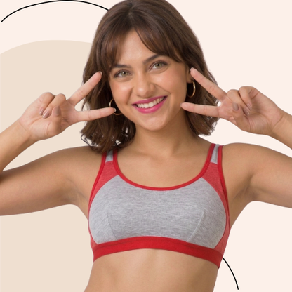 Cotton-Rich Full Coverage Solid Sports Bra For Women