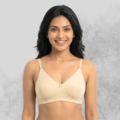 Cotton Rich Full Coverage Solid Double Layered T-Shirt Bra For Women