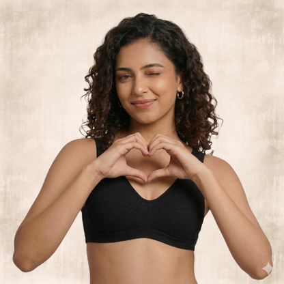 Cotton-Rich Full Coverage Solid Sports Bra For Women