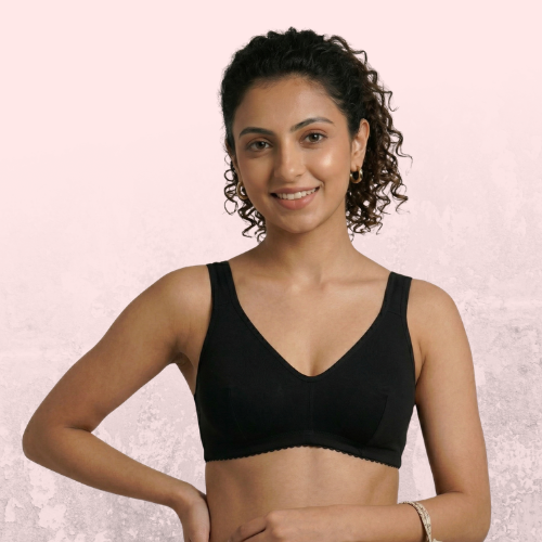 Cotton-Rich Full Coverage Solid Sports Bra For Women