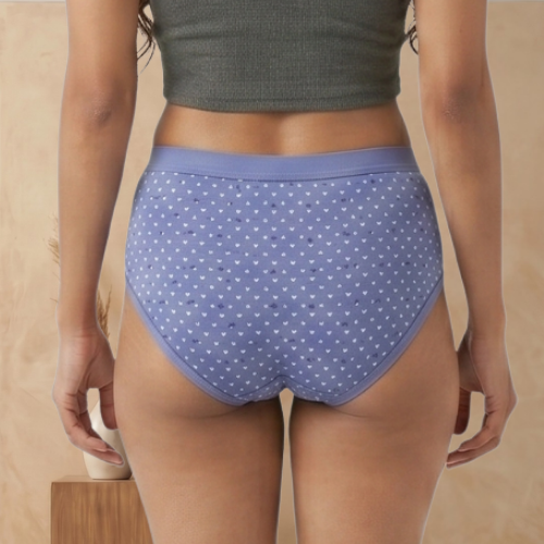 Cotton-Rich Mid-Waist Printed Brief Panty For Women