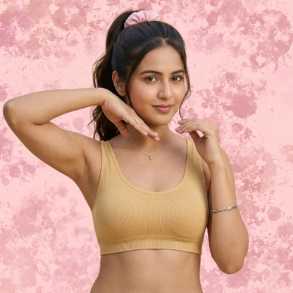 Spandex Full Coverage Solid Non-Padded Sports Bra For Women