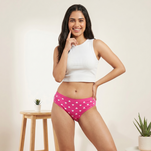 Cotton-Rich Low-Rise Printed Brief Panty For Women
