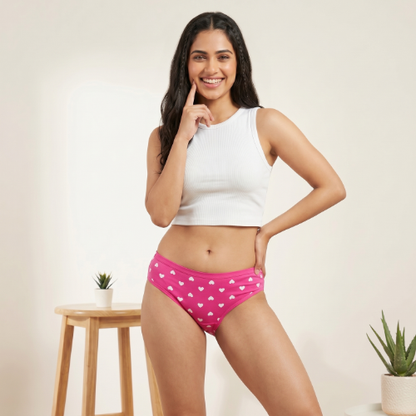 Cotton-Rich Low-Rise Printed Brief Panty For Women