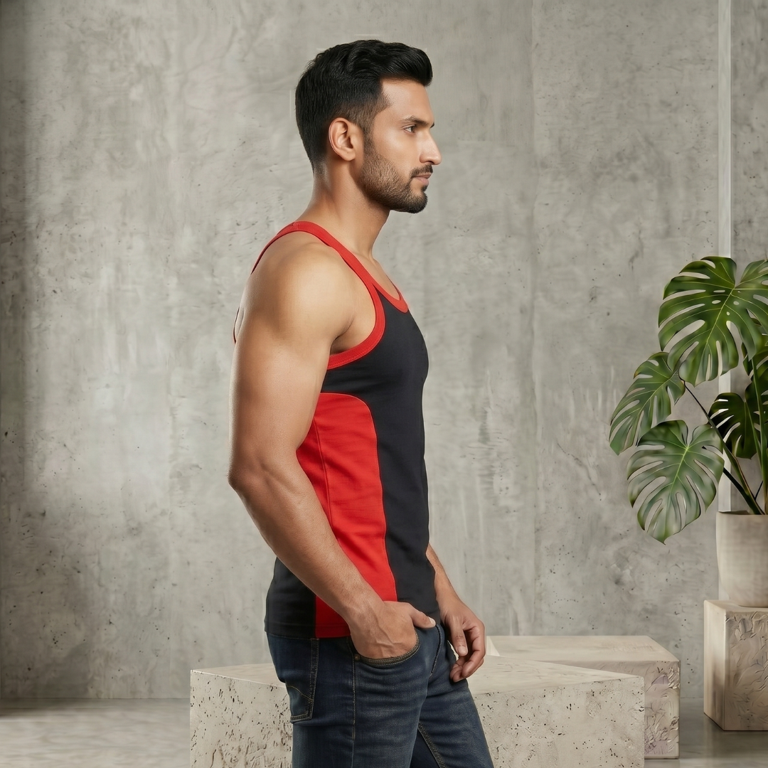 Cotton-Rich Round Neck Design Sleeveless Vest For Men