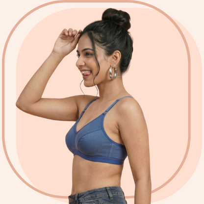 Cotton-Rich Full Coverage Solid Sports Bra For Women