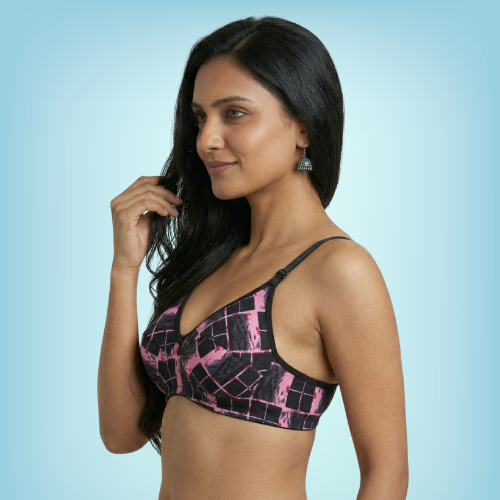 Cotton-Rich Full Coverage Solid Lightly Padded Bra For Women