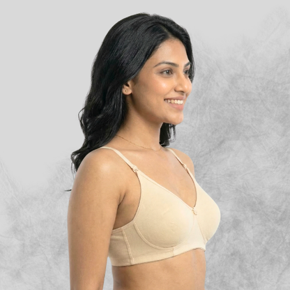 Cotton Rich Full Coverage Solid Double Layered T-Shirt Bra For Women