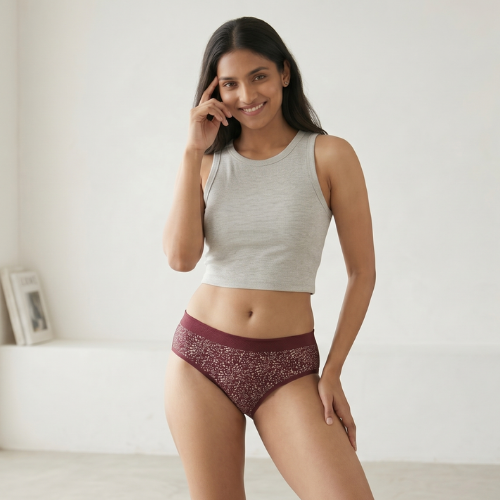Cotton-Rich Mid-Rise Printed Bikini Panty For Women