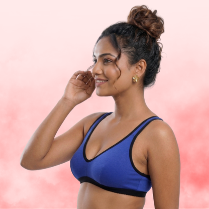Cotton-Rich Full Coverage Solid Sports Bra For Women