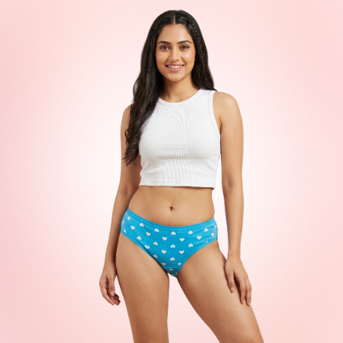 Cotton-Rich Low-Rise Printed Brief Panty For Women