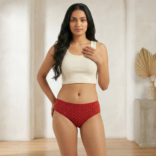 Cotton-Rich Mid-Waist Printed Hipster Panty for Women